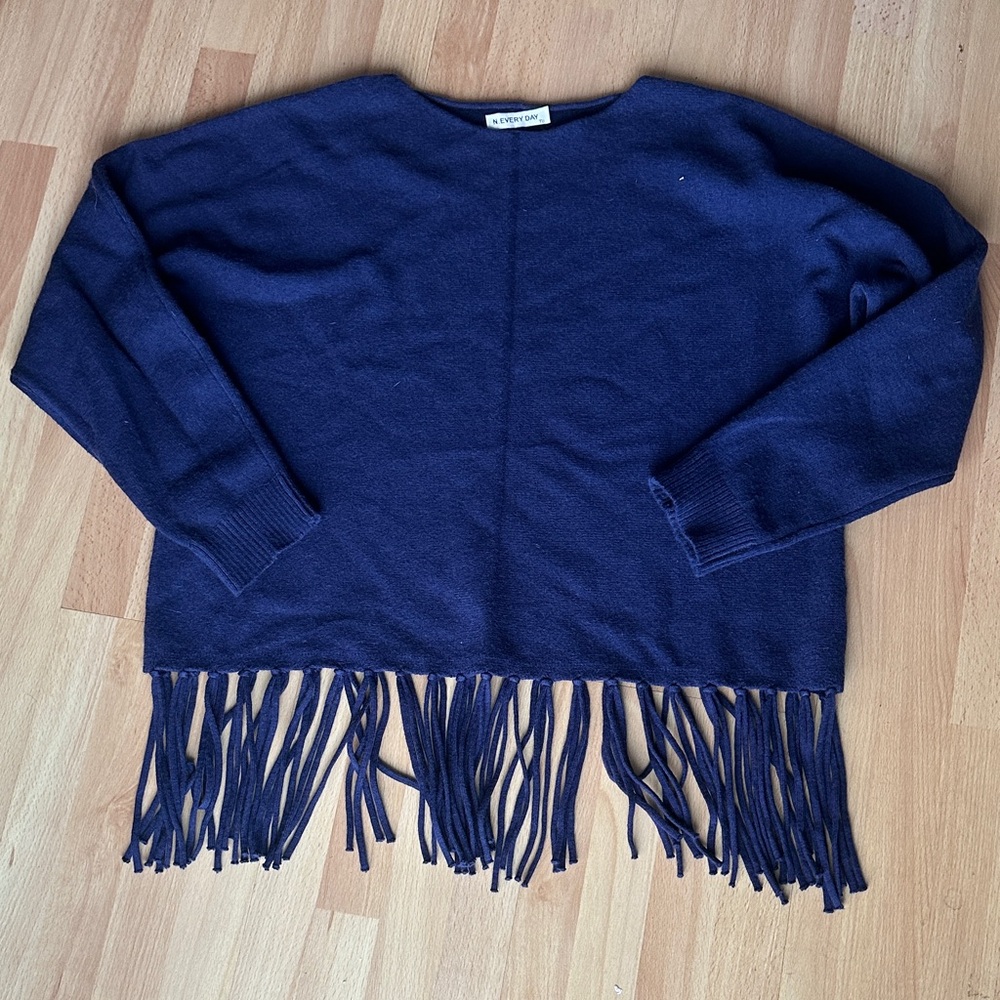 N. Every Day Angora Blend Fringe Sweater